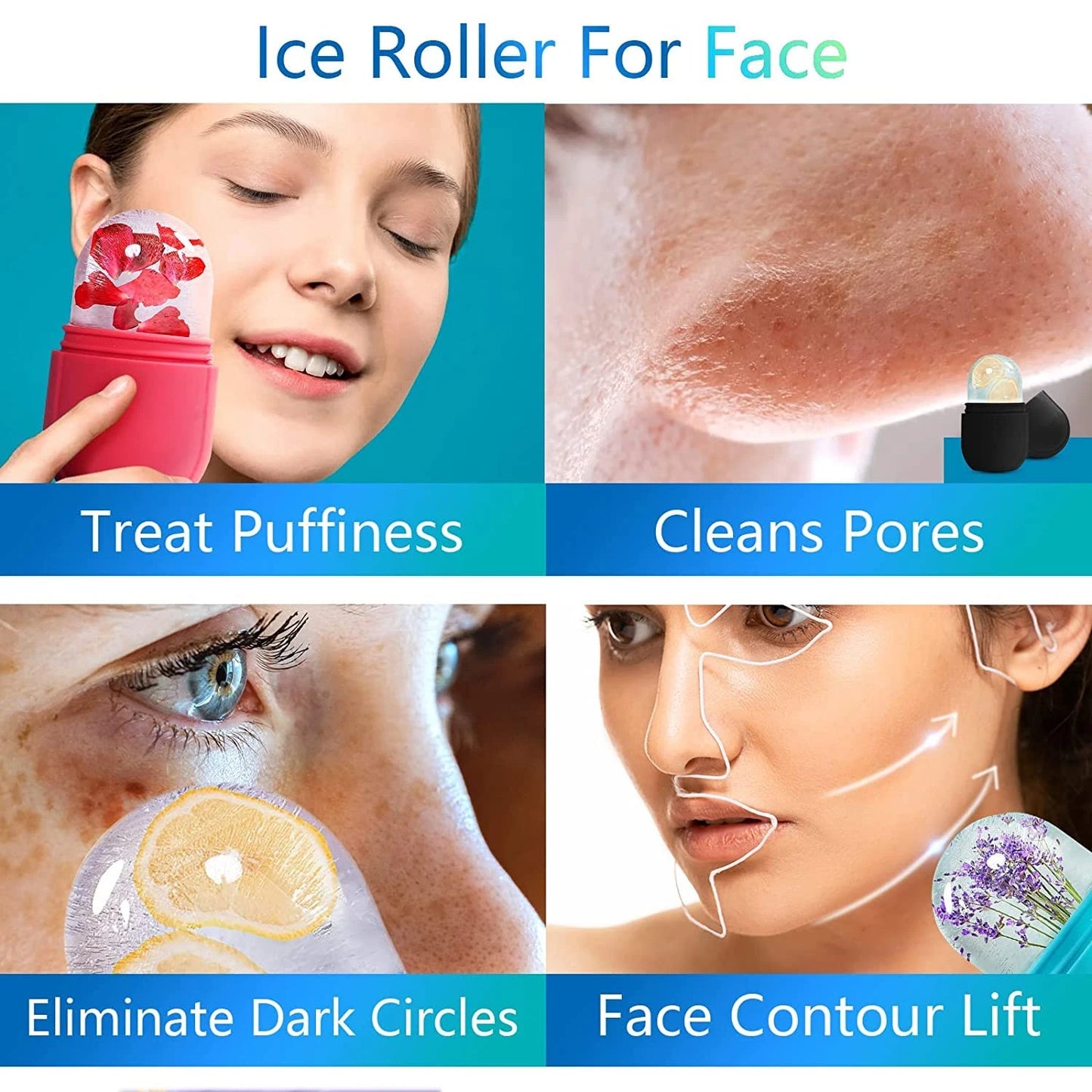 Ice Roller for Face – Reusable Skin Cooling & De-Puffing Tool