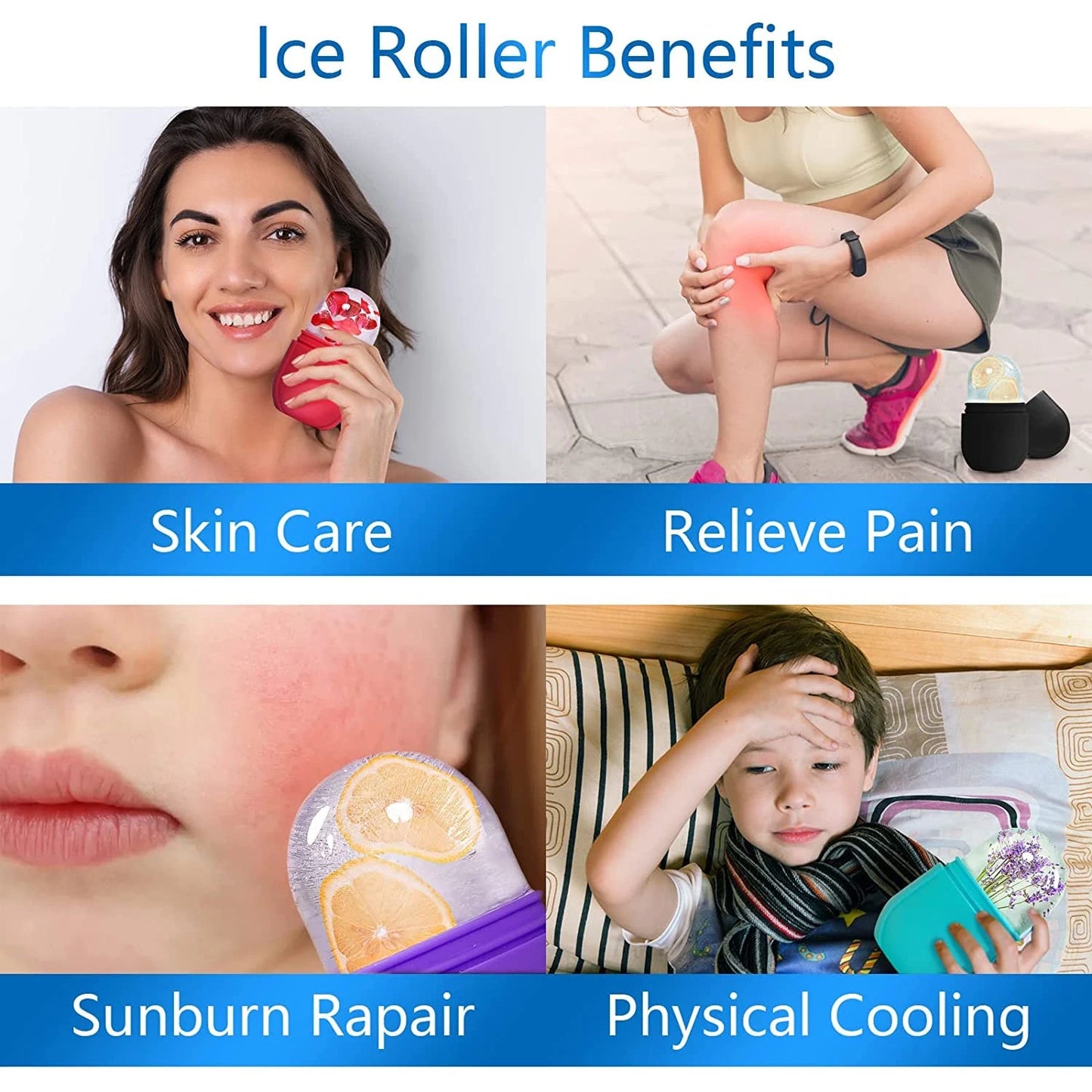 Ice Roller for Face – Reusable Skin Cooling & De-Puffing Tool