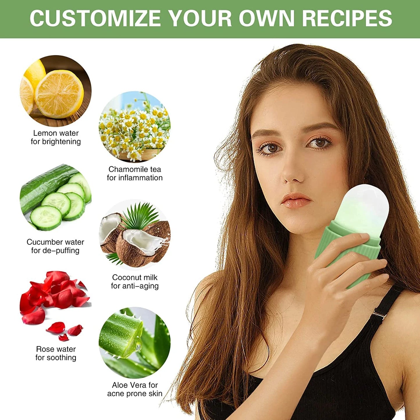 Ice Roller for Face – Reusable Skin Cooling & De-Puffing Tool
