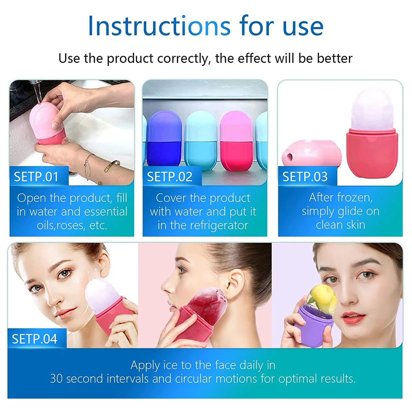 Ice Roller for Face – Reusable Skin Cooling & De-Puffing Tool