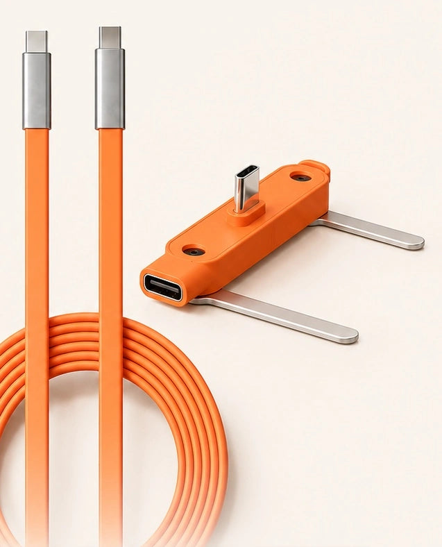 Detachable phone stand and USB-C charging cable shown separately, 2-in-1 combo