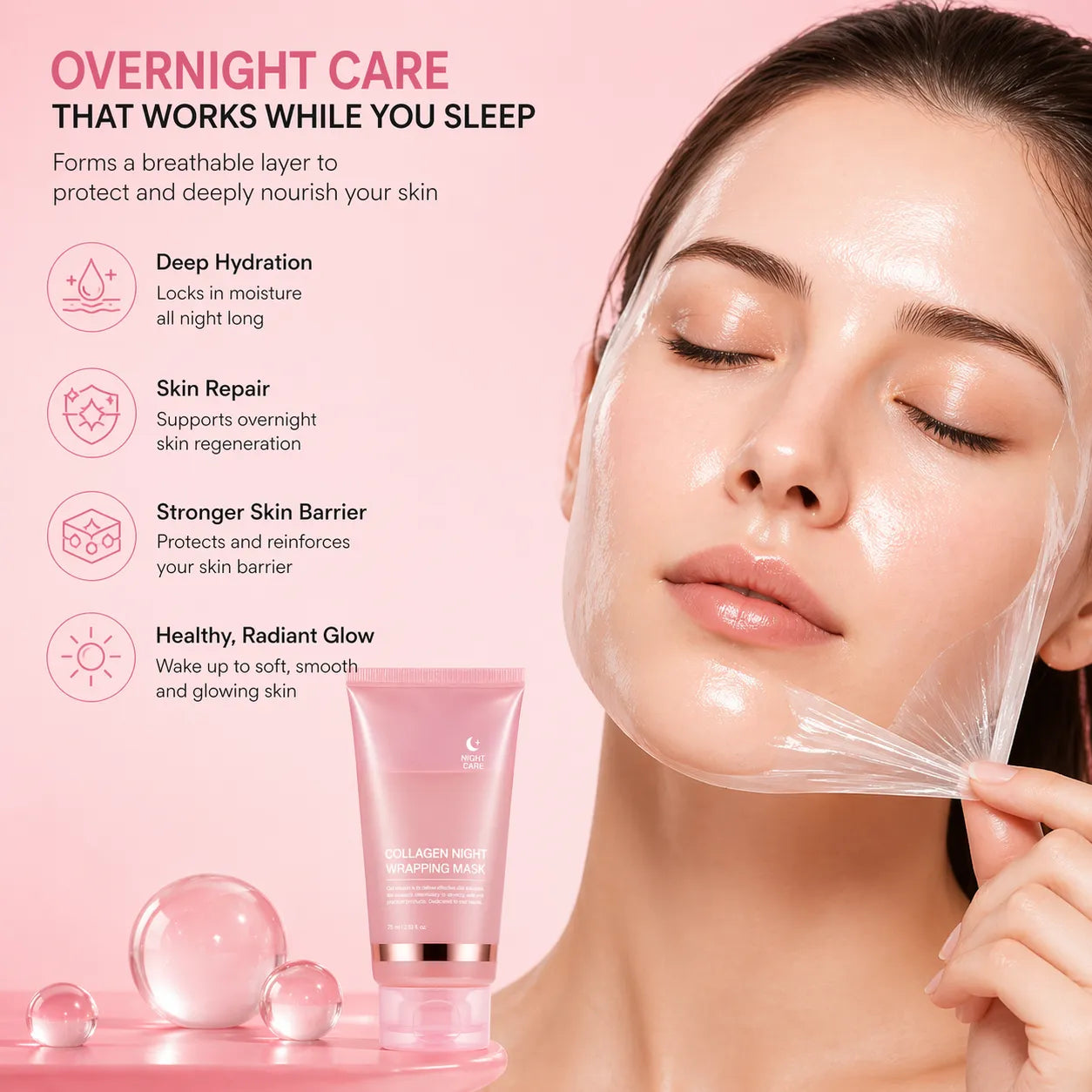 Collagen Night Wrapping Mask – Overnight Hydration & Glow Treatment (75ml)