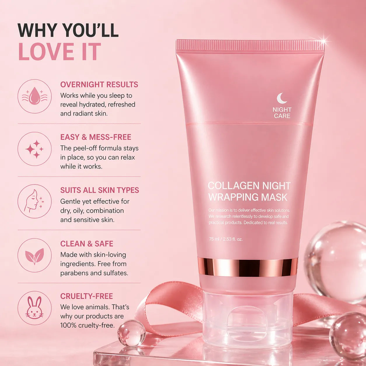 Collagen Night Wrapping Mask – Overnight Hydration & Glow Treatment (75ml)