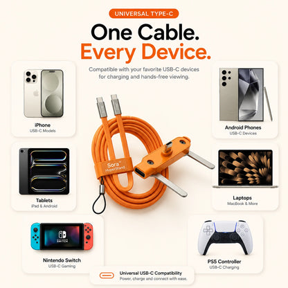 Detachable charging cable stand compatible with iPhone, Android, iPad, MacBook and Nintendo Switch