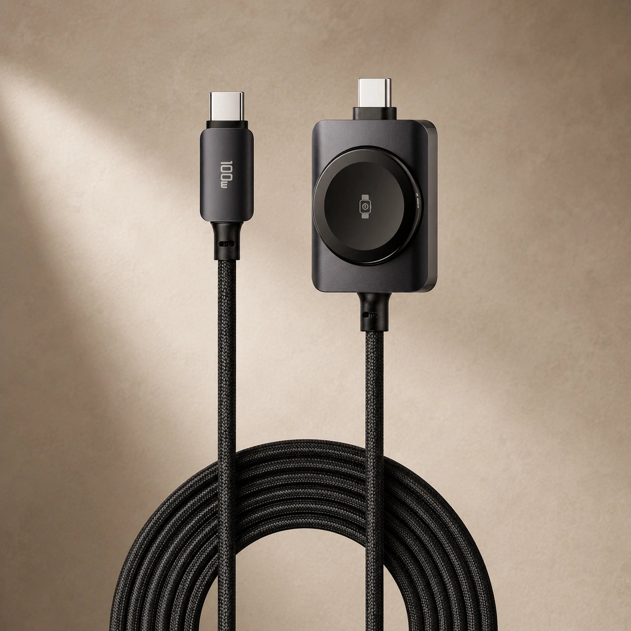 Sora Nest DuoCharge | 100W 2-in-1 USB-C & Apple Watch Charging Cable
