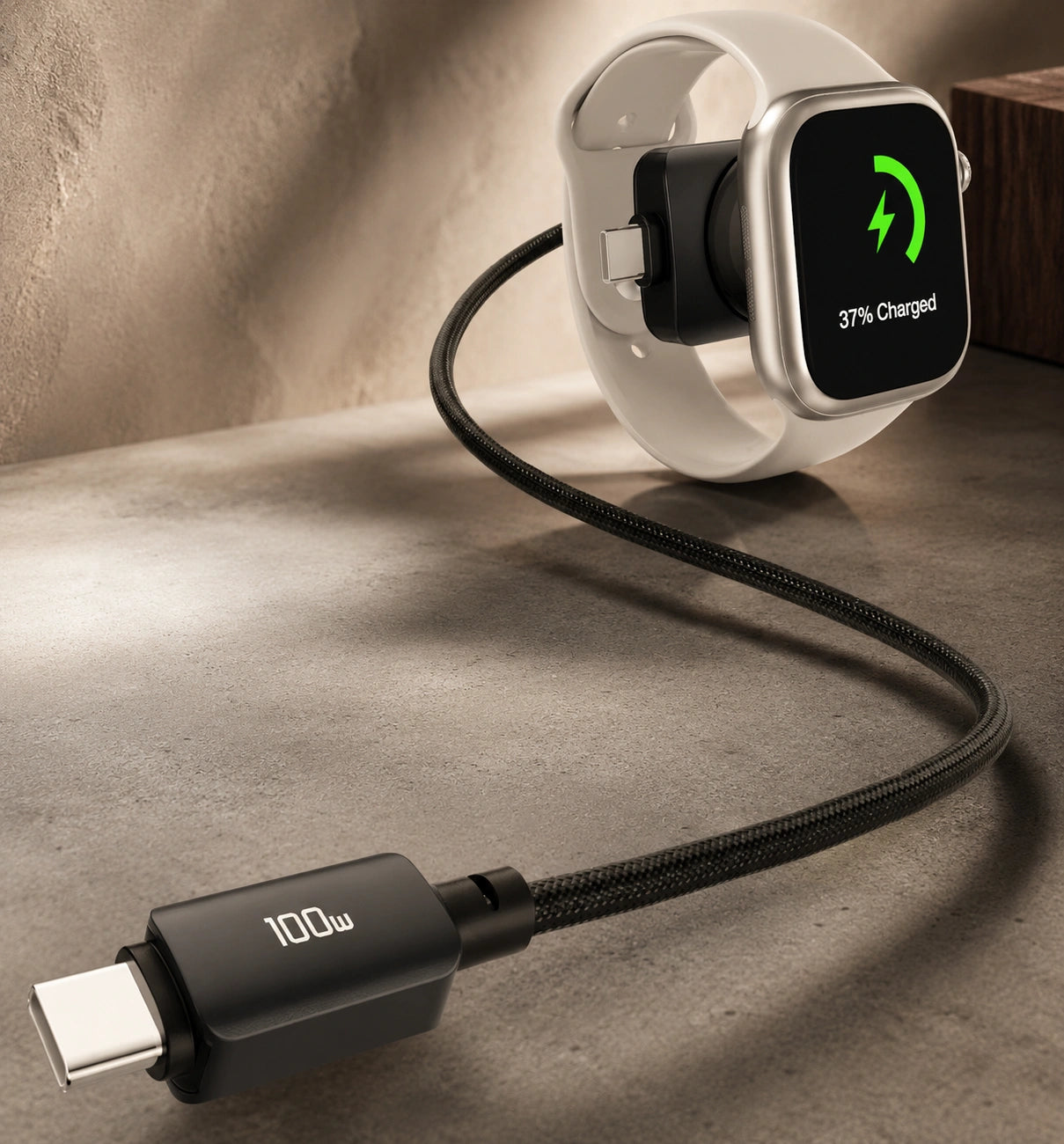 Sora Nest DuoCharge | 100W 2-in-1 USB-C & Apple Watch Charging Cable