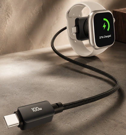 Sora Nest DuoCharge | 100W 2-in-1 USB-C & Apple Watch Charging Cable
