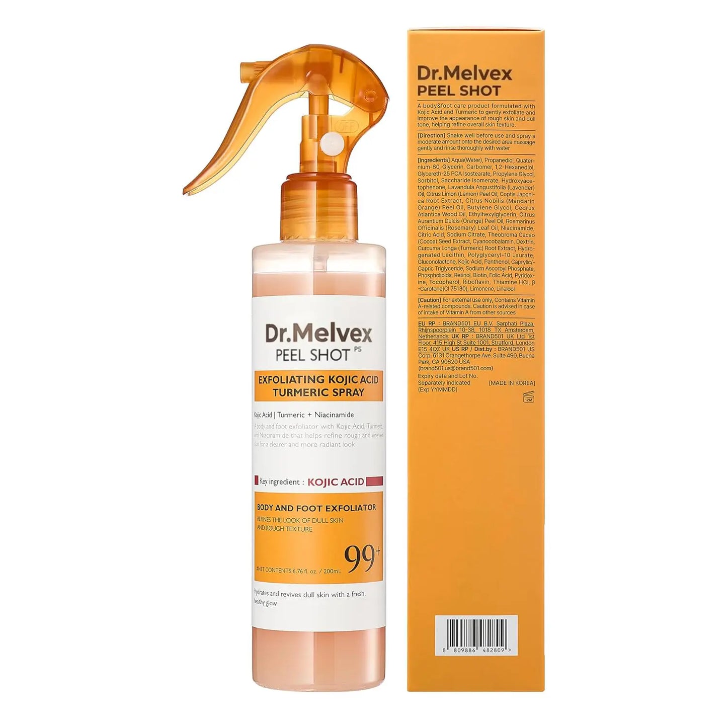 Dr. Melvex Peel Shot Body Spray – Kojic Acid + Turmeric