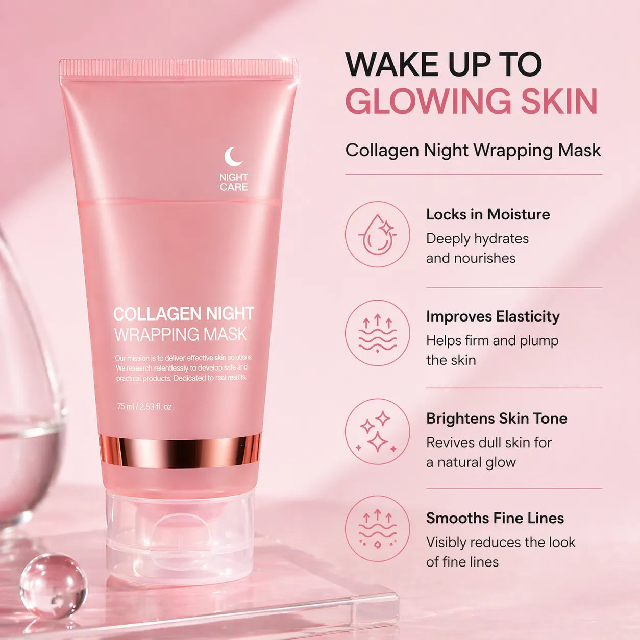Collagen Night Wrapping Mask – Overnight Hydration & Glow Treatment (75ml)